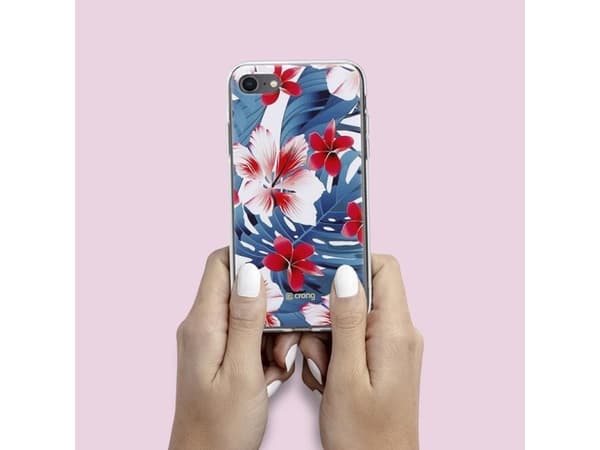 Crong Flower-deksel – iPhone SE (2022/2020) / 8/7-deksel (blå-rød)