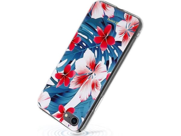 Crong Flower-deksel – iPhone SE (2022/2020) / 8/7-deksel (blå-rød)