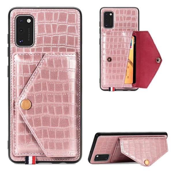 Samsung Galaxy A41 - Skal med Korthållare Roséguld