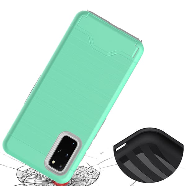 Skal med Korthållare - Samsung Galaxy S20 Plus Grön
