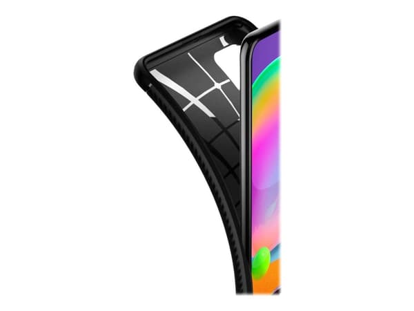 Spigen Rugged Armor - Baksidesskydd för mobiltelefon - kolfiber, termoplastisk polyuretan (TPU) - mattsvart - för Samsung Galaxy A31