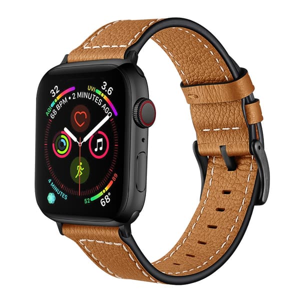 Klassiskt Läderarmband Apple Watch 42/44/45/49 mm Cognac