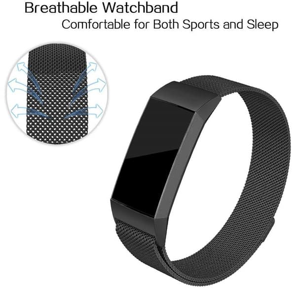 Milanese Loop Armband Fitbit Charge 3/4 Svart