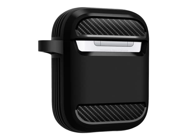 Spigen Rugged Armor - Fodral för hörlurar - termoplastisk polyuretan (TPU) - mattsvart - för Apple AirPods (1:a generation, 2a generation)