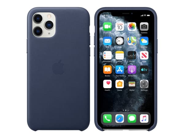 Apple - Baksidesskydd för mobiltelefon - läder - midnattsblå - för iPhone 11 Pro