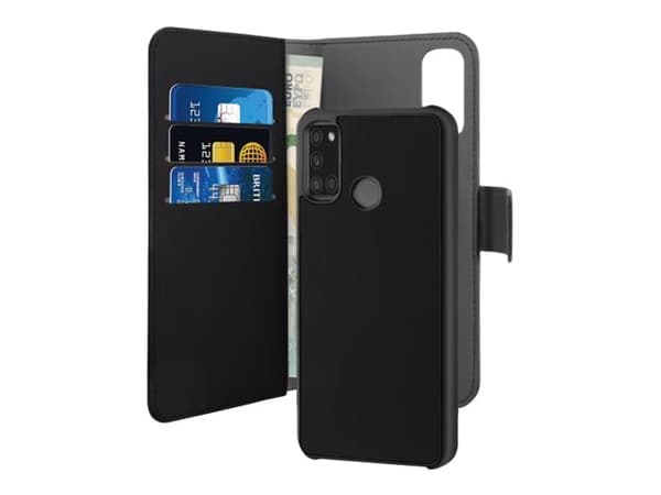 PURO Eco-leather - Lommebok for mobiltelefon - økolær - svart - for Samsung Galaxy A21s