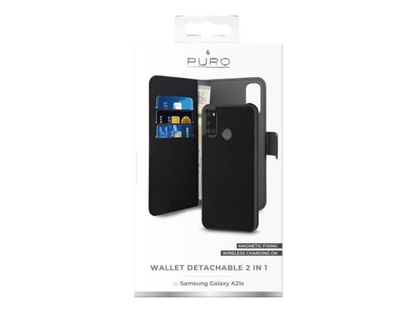 PURO Eco-leather - Lommebok for mobiltelefon - økolær - svart - for Samsung Galaxy A21s