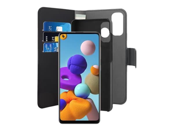 PURO Eco-leather - Lommebok for mobiltelefon - økolær - svart - for Samsung Galaxy A21s