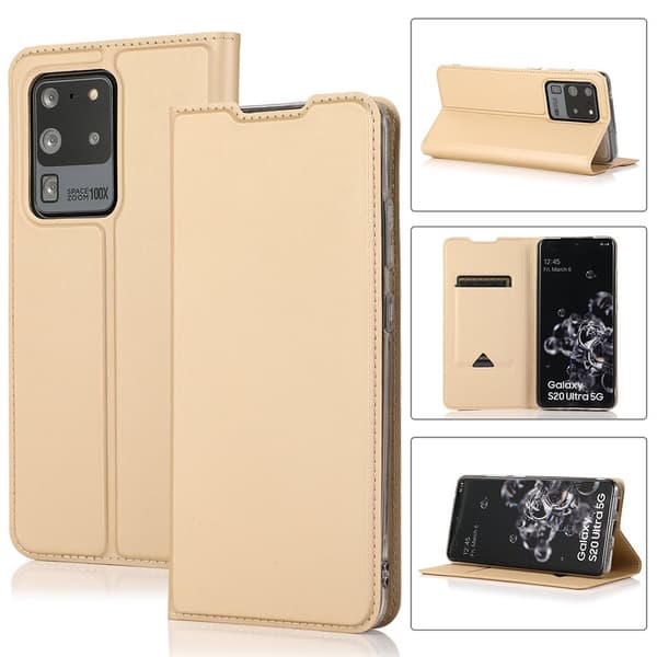 Samsung Galaxy S20 Ultra - Praktiskt Stilrent Plånboksfodral Guld