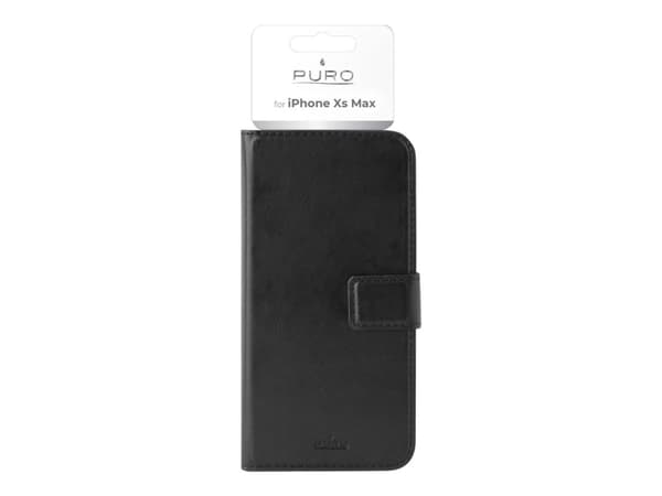PURO Wallet case - Lommebok for mobiltelefon - økolær - svart - 6.5" - for Apple iPhone XS Max