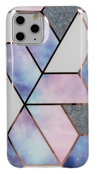 iPhone 11 PRO Skal - Marmor Geometry Blå / Rosa
