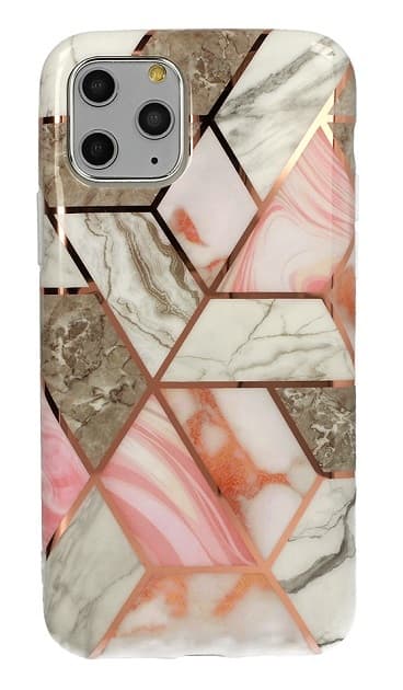 iPhone 11 Pro Skal - Marmor Geometry Guld / Rosa