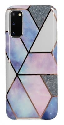 Samsung Galaxy S20 Skal - Marmor Geometry Blå / Rosa