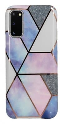 Mobilskal Samsung Galaxy S20 Plus Marmor Geometry Blå / Rosa