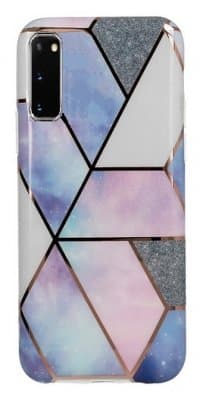 Samsung Galaxy A10 Skal - Marmor Geometry Blå / Rosa