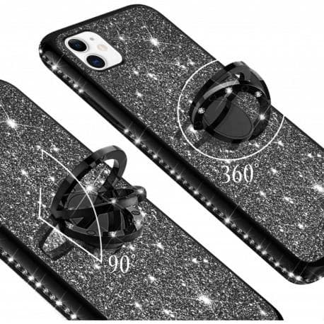 iPhone 12 Eksklusivt støtdempende deksel med ringholder Rhinestone