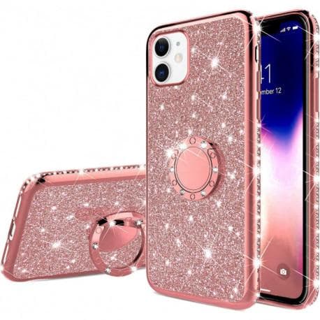 iPhone 12 Eksklusivt støtdempende deksel med ringholder Rhinestone