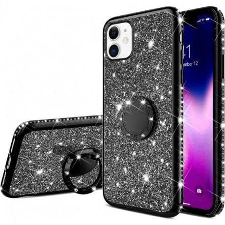 iPhone 12 Eksklusivt støtdempende deksel med ringholder Rhinestone