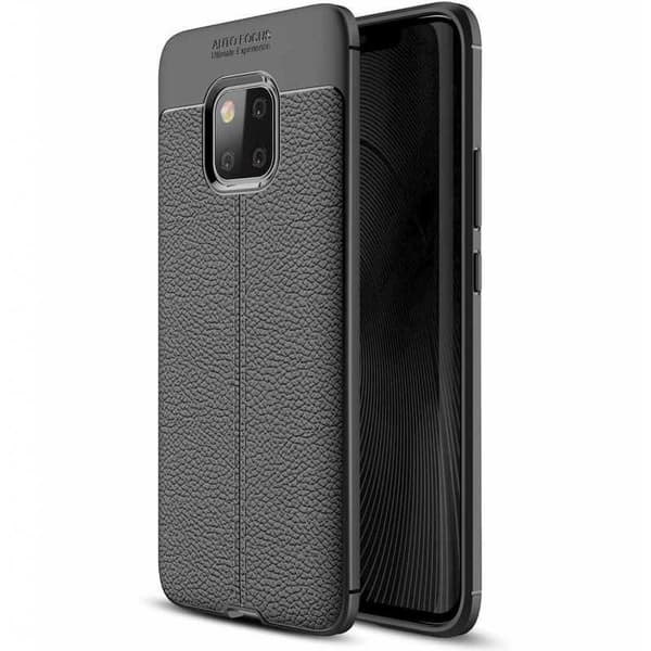 Mate 10 Pro Exklusiv Stöttåligt & Stötdämpande Skal LeatherBack® Sort
