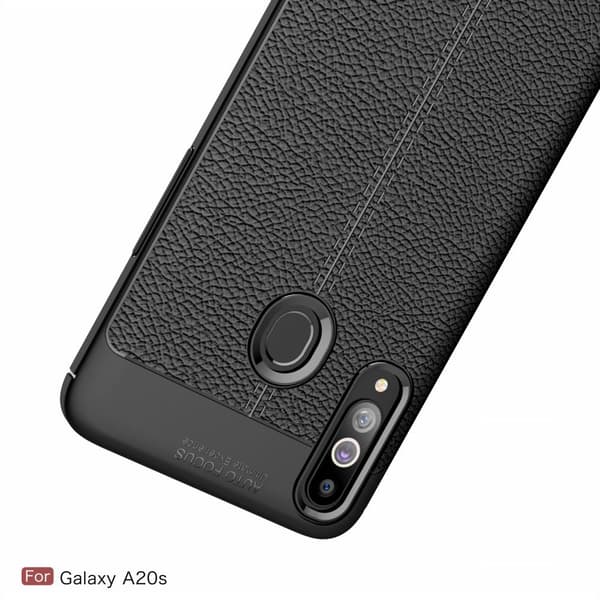 Litchi Texture Soft TPU Case for Samsung Galaxy A20s - Black
