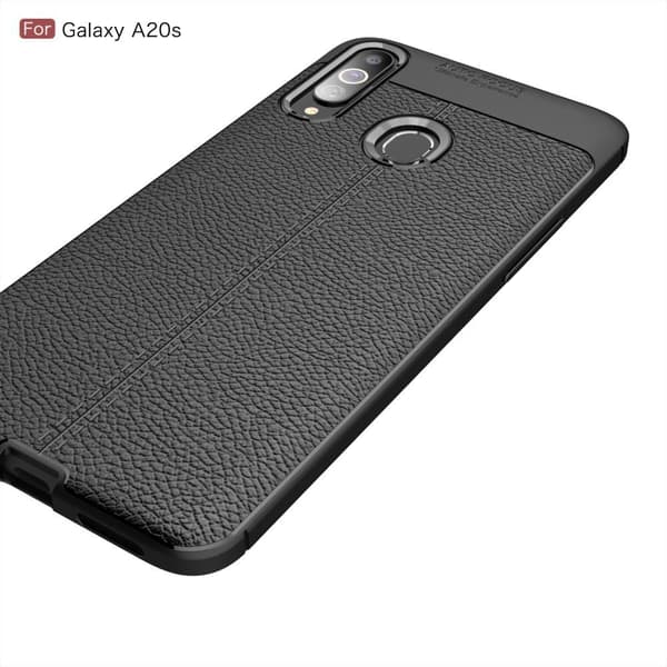 Litchi Texture Soft TPU Case for Samsung Galaxy A20s - Black