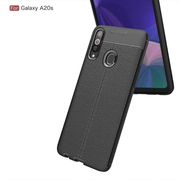 Litchi Texture Soft TPU Case for Samsung Galaxy A20s - Black