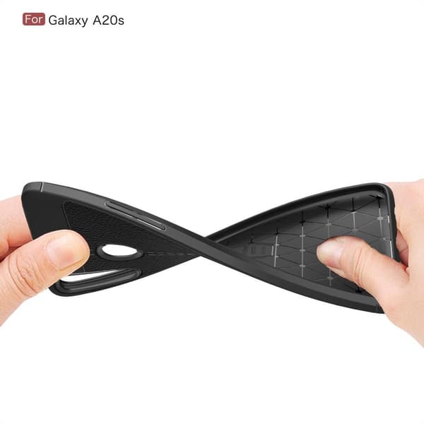 Litchi Texture Soft TPU Case for Samsung Galaxy A20s - Black