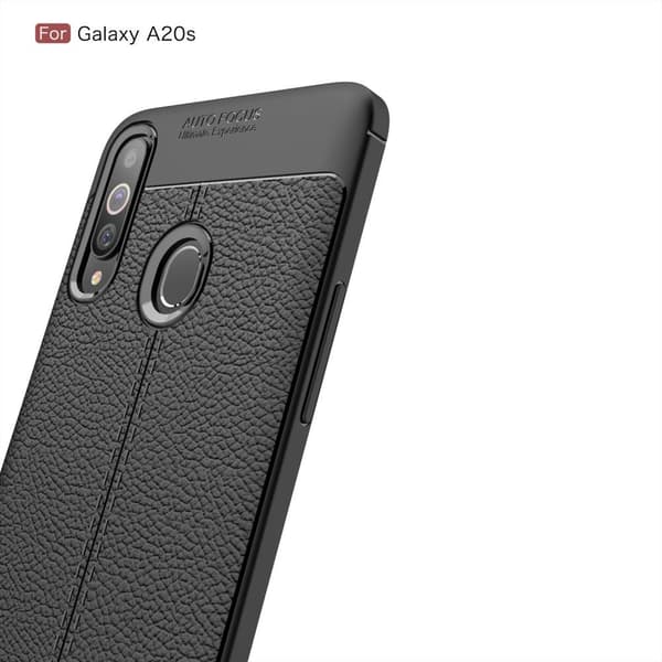 Litchi Texture Soft TPU Case for Samsung Galaxy A20s - Black