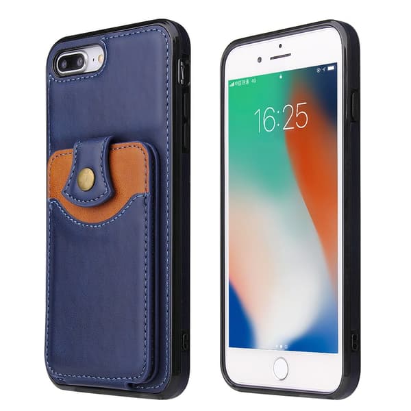 Kraftfullt Skal med Kortfack - iPhone 8 Plus Mörkblå