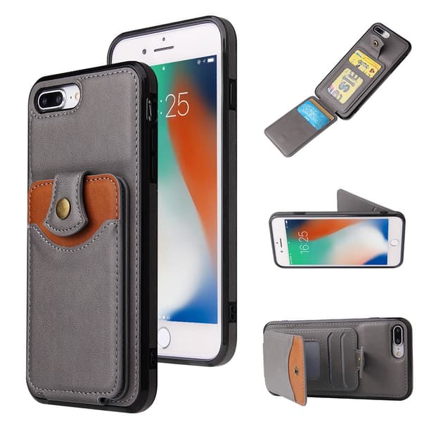 iPhone 8 Plus - Effektfullt Skal med Korthållare Grå