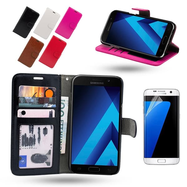 Mukavuutta & Suojaa Galaxy A3 - Nahkakotelo!