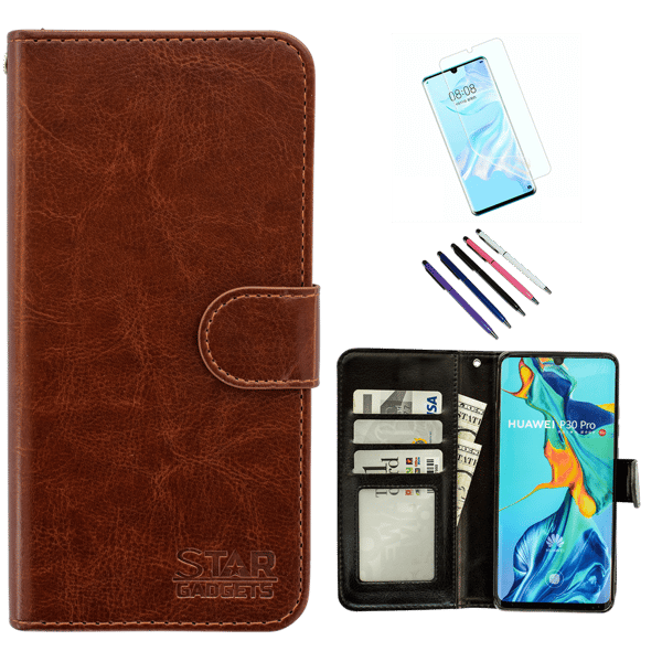 Huawei P30 Pro - Læder cover / Beskyttelse Brown