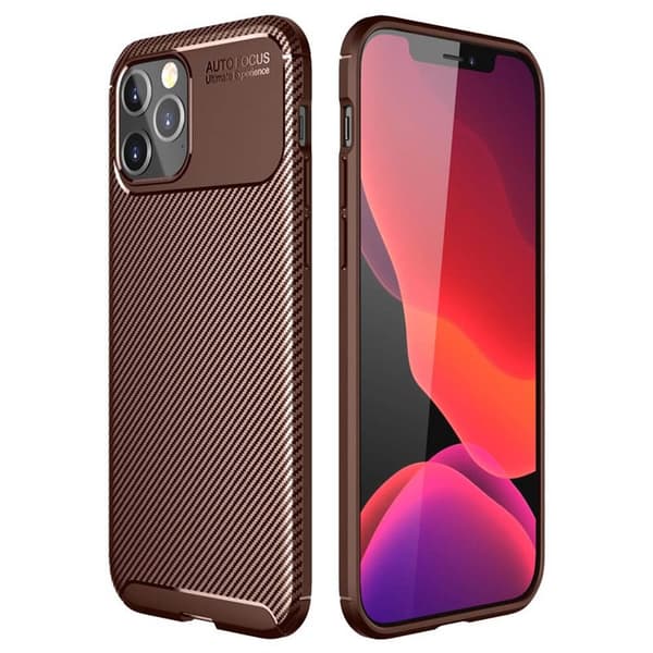 Carbon silikon deksel Apple iPhone 12 Pro (6.1") : Farge - brun