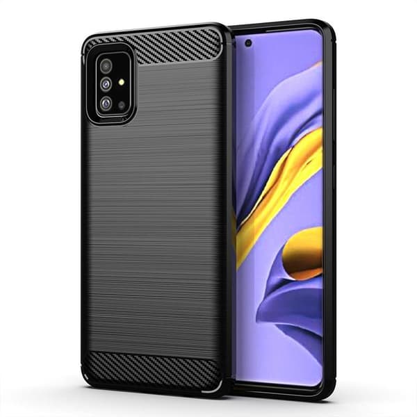 SKALO Samsung A51 Armor Carbon Iskunkestävä TPU suojakuori