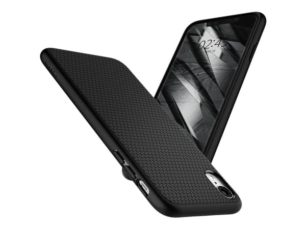 Spigen Liquid Air - Baksidesskydd för mobiltelefon - termoplastisk polyuretan (TPU) - mattsvart - för Apple iPhone XR