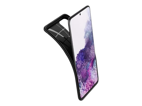 Spigen Rugged Armor - Baksidesskydd för mobiltelefon - kolfiber, termoplastisk polyuretan (TPU) - mattsvart - för Samsung Galaxy S20+, S20+ 5G