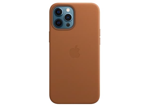 Apple - Baksidesskydd för mobiltelefon - med MagSafe - läder - sadelbrun - för iPhone 12 Pro Max