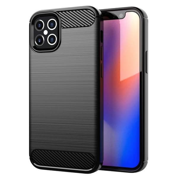 SKALO iPhone 12 Armor Carbon Stöttåligt TPU-skal Svart