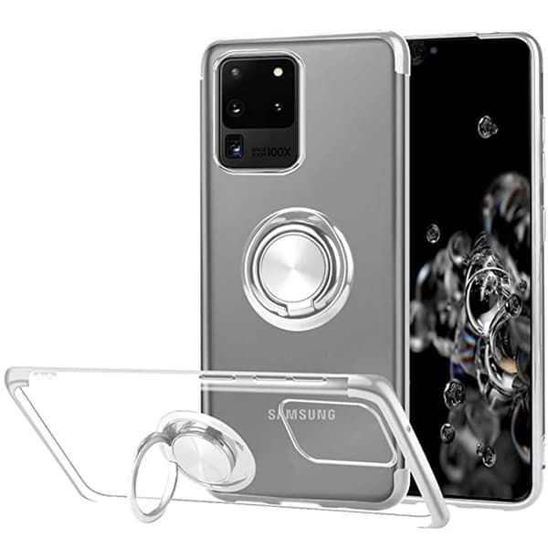 Samsung Galaxy S20 Ultra - Skyddsskal med Ringh�llare Silver Silver