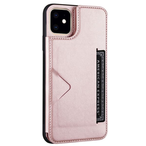 iPhone 11 - Stilsäkert Smidigt Skal med Korthållare HANMAN Roséguld