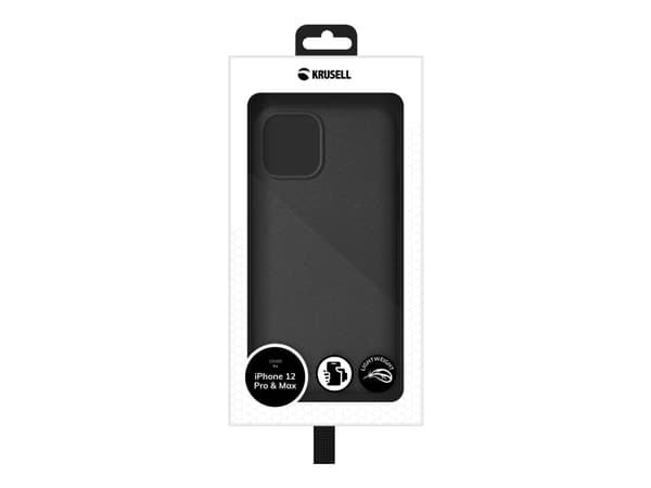Krusell SandCover - Baksidesskydd för mobiltelefon - svart - för Apple iPhone 12, 12 Pro