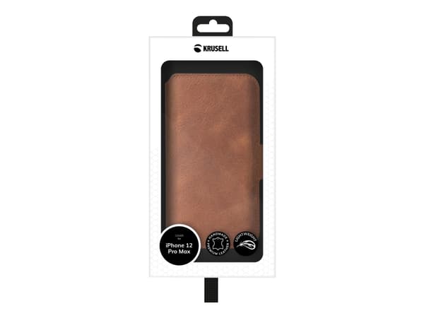 Krusell Sunne PhoneWallet - Lommebok for mobiltelefon - ekte skinn - årgangskonjakk - for Apple iPhone 12 Pro Max