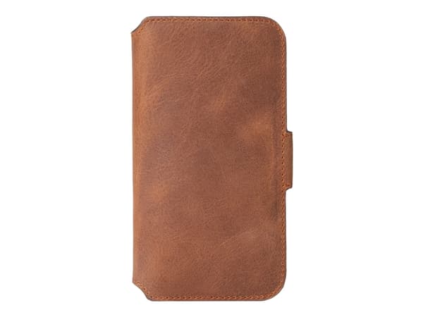 Krusell Sunne PhoneWallet - Lommebok for mobiltelefon - ekte skinn - årgangskonjakk - for Apple iPhone 12 Pro Max
