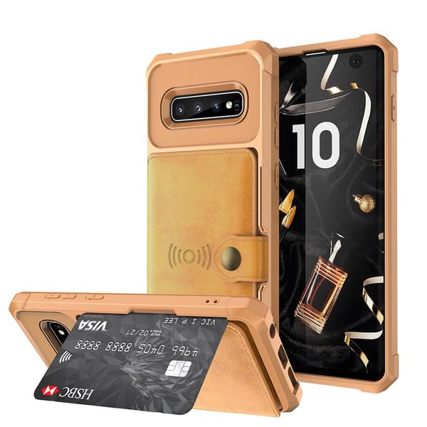 Samsung Galaxy S10 Plus - Skal med Kortfack Brun