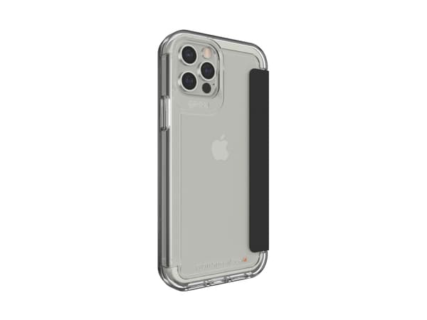 GEAR4 D3O Wembley Flip, Folio-kotelo, Apple, iPhone 12/12 Pro, 15,5 cm (6.1"), Musta, Läpinäkyvä