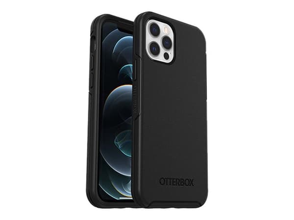 OtterBox Symmetry Series - Matkapuhelimen takakuori - polykarbonaatti, synteettinen kumi - musta - Apple iPhone 12, 12 Pro -puhelimelle
