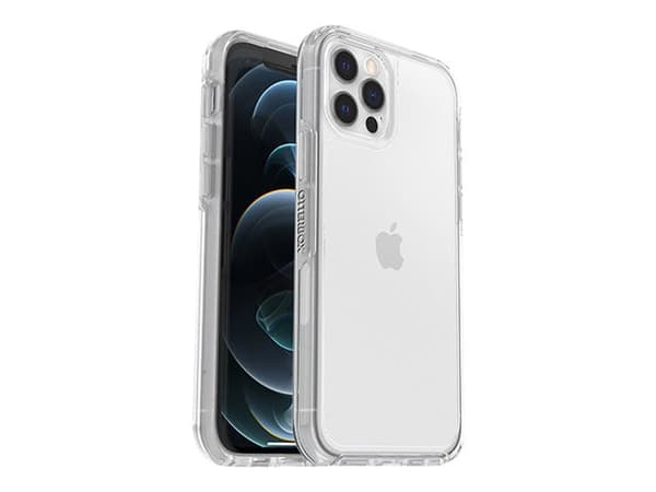 OtterBox Symmetry Series - Baksidesskydd för mobiltelefon - polykarbonat, syntetiskt gummi - klar - för Apple iPhone 12, 12 Pro
