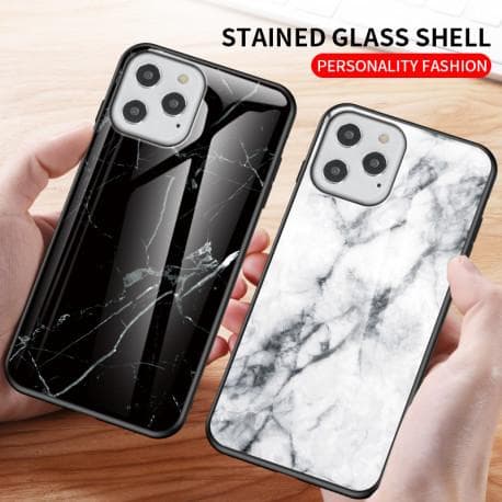iPhone 12 Pro Max Marmorskal 9H Härdat Glas Baksida Glassback V2