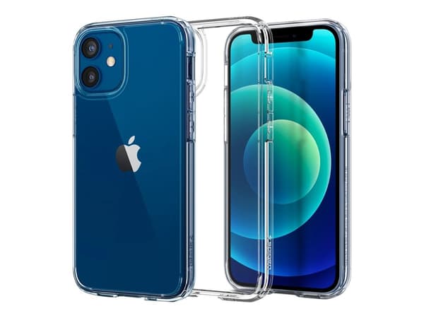 Spigen Ultra Hybrid - Baksidesskydd för mobiltelefon - polykarbonat, flexibel termoplastisk polyuretan (TPU) - CrystalClear - för Apple iPhone 12 min