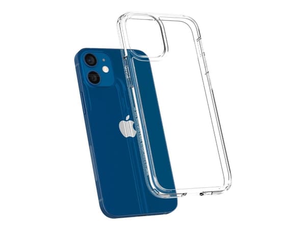 Spigen Ultra Hybrid - Baksidesskydd för mobiltelefon - polykarbonat, flexibel termoplastisk polyuretan (TPU) - CrystalClear - för Apple iPhone 12 min